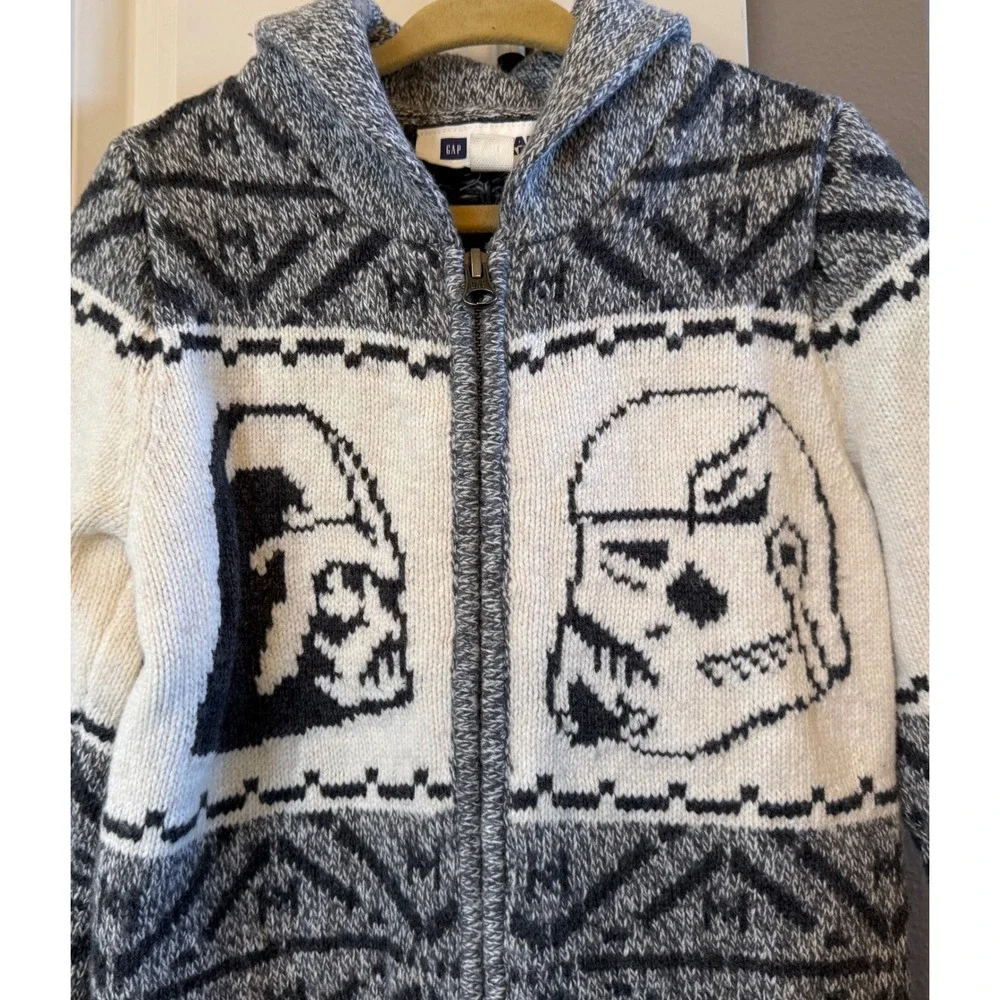 Gap Star Wars Kids Full Zip Fair Isle Style Darth Vader Stormtrooper Sweater 4Yr